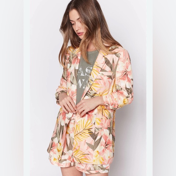 Joie Women's Kishina B Pink Floral 100% Cotton Blazer Size 4 - Picture 2 of 9